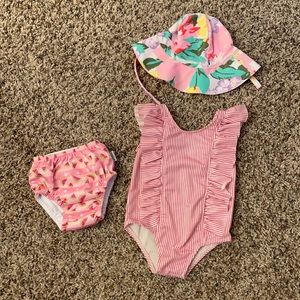 Baby swim bundle—swimsuit, hat, and swim diaper